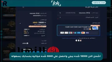 اشحن الآن 18000 شدة ببجي واحصل على 6840 شدة مجانية بحسابك بسهولة
